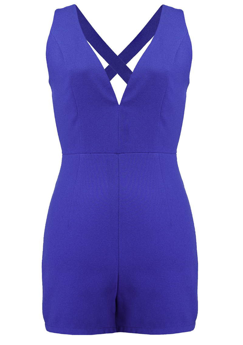 Summertime 70s inspired blue romper. Cool and sexy.